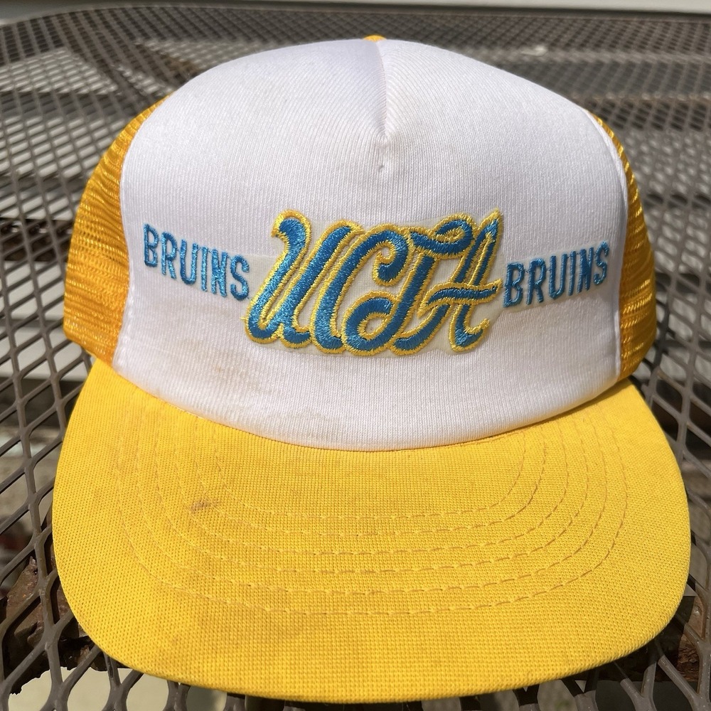 Vintage UCLA Bruins Hat Trucker Mesh Yellow White SnapBack Cap S/M
